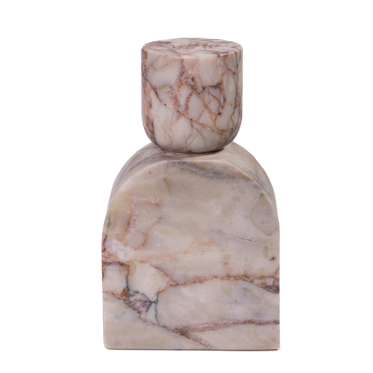 Marble White Brown Foundation Candle Holder - View 4