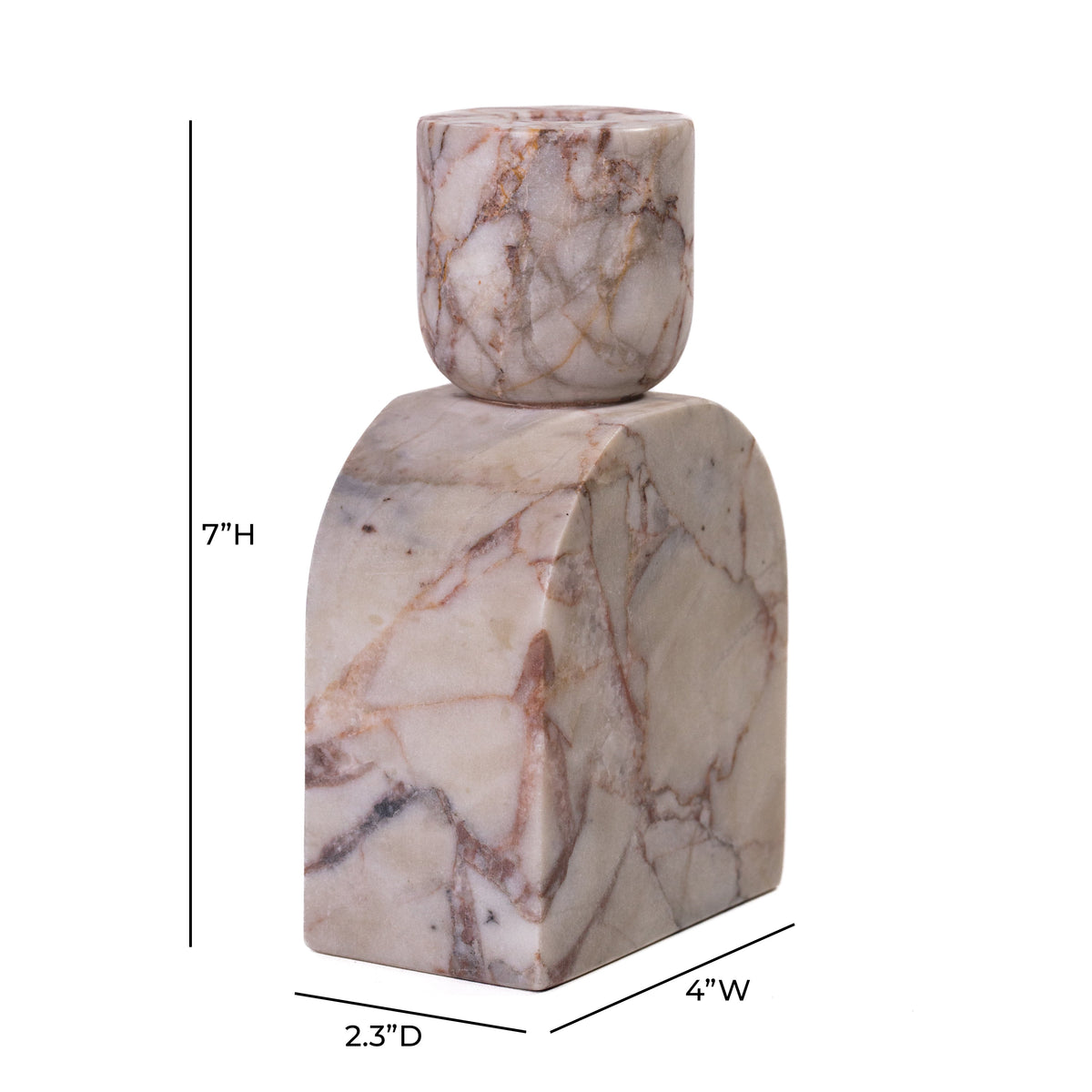 Marble White Brown Foundation Candle Holder - View 7