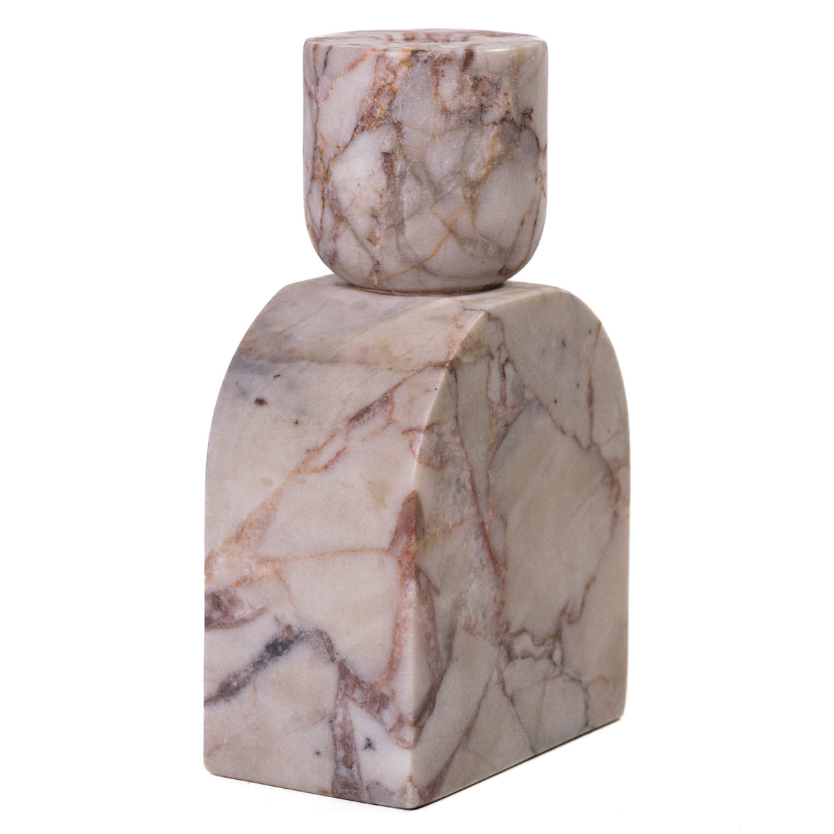 Marble White Brown Foundation Candle Holder - View 3