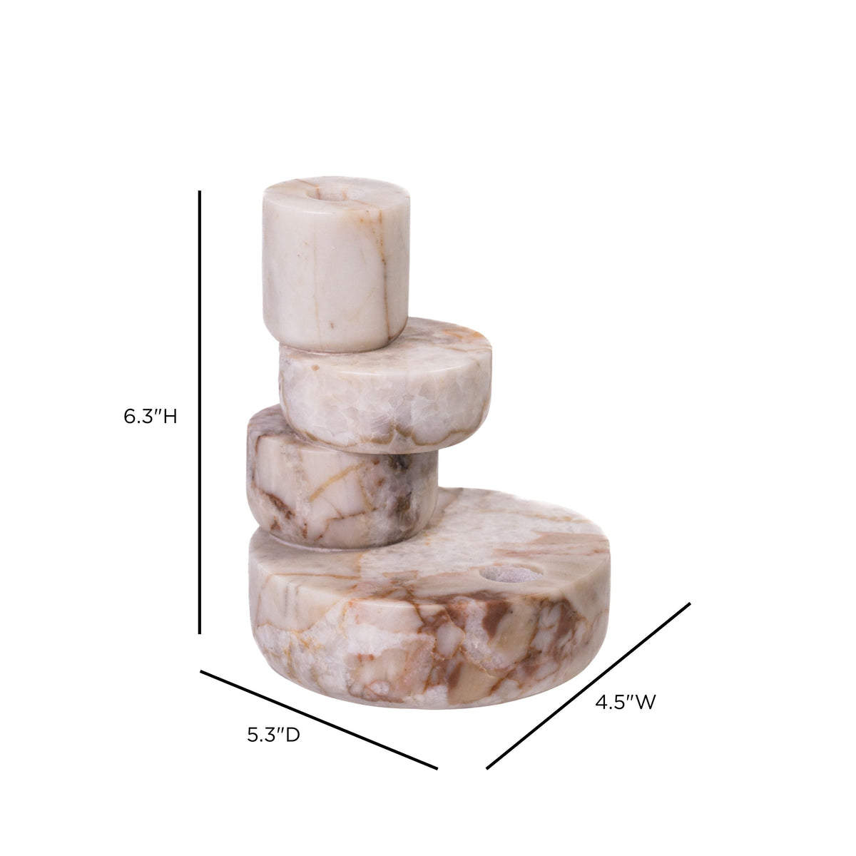 Marble White Brown Stacked Candle Holder - View 6