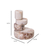 Marble White Brown Stacked Candle Holder - View 6