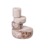 Marble White Brown Stacked Candle Holder - View 1