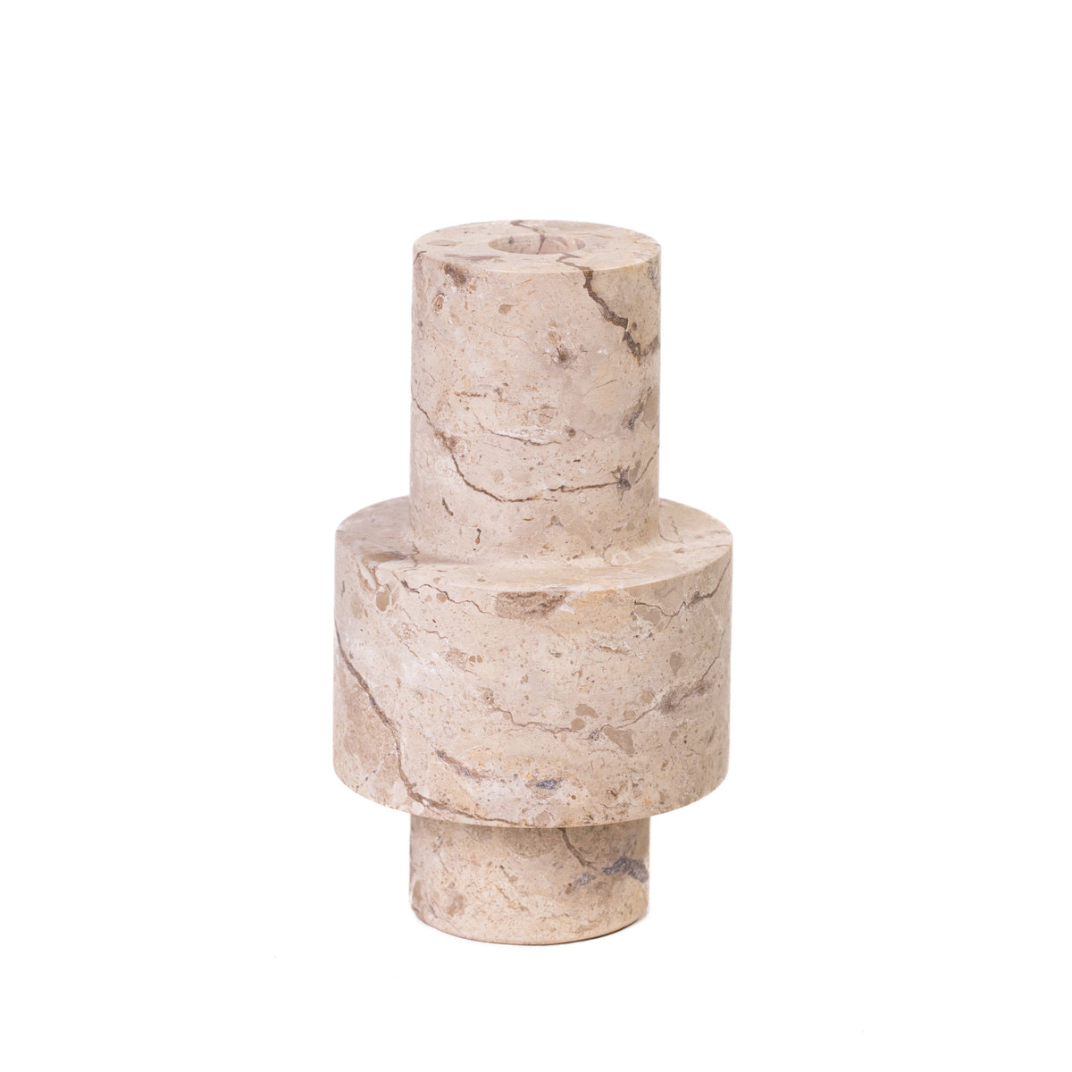 Natural Travertine Turned Candle Holder - View 3