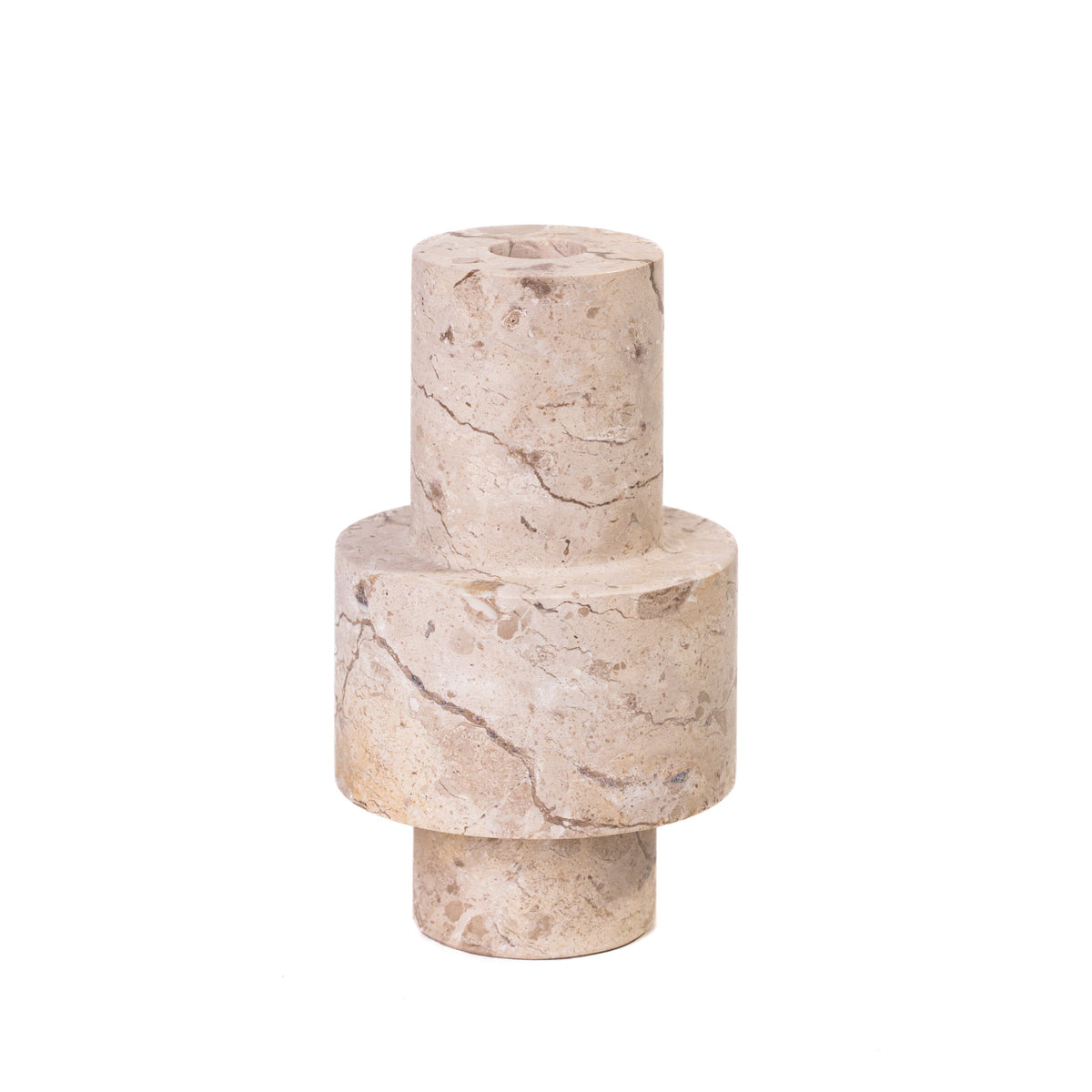 Natural Travertine Turned Candle Holder - View 4