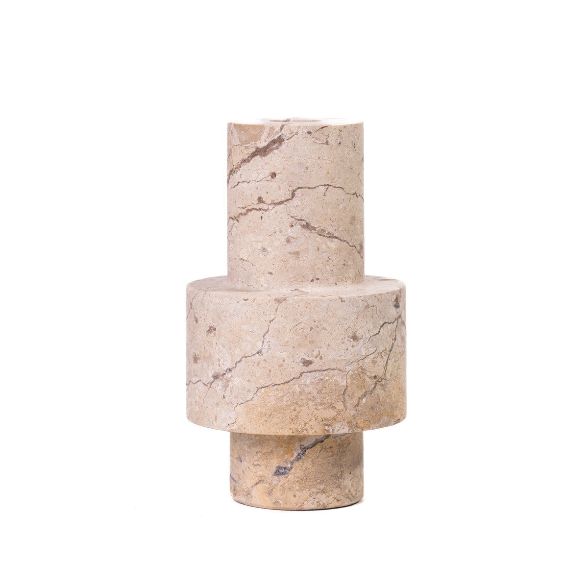 Natural Travertine Turned Candle Holder - View 6