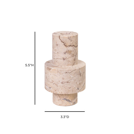 Natural Travertine Turned Candle Holder - View 7