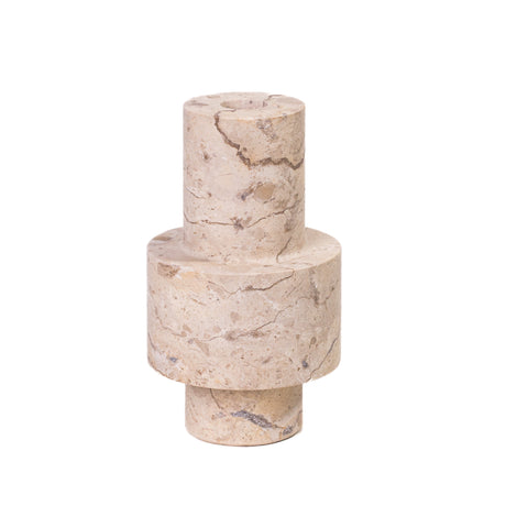 Natural Travertine Turned Candle Holder - View 2