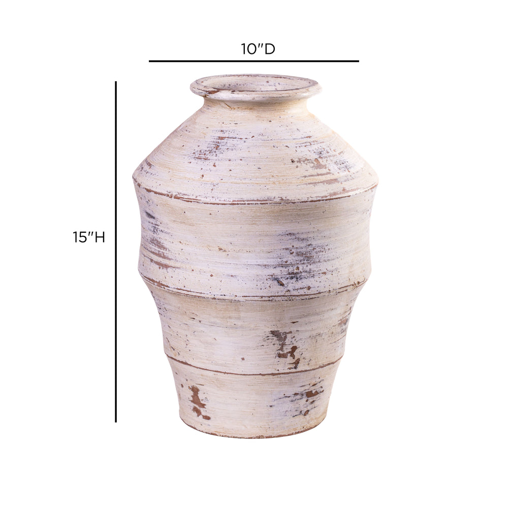 Visha Scalloped Distressed Cream Terracotta Decorative Vase dimensions