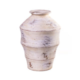 Visha Scalloped Distressed Cream Terracotta Decorative Vase - View 1