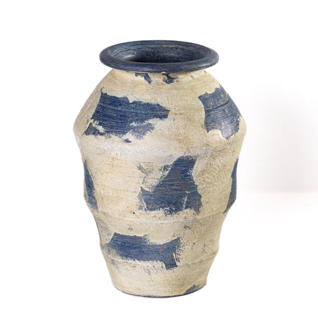 Visha Cream and Blue Terracotta Decorative Vase - View 4
