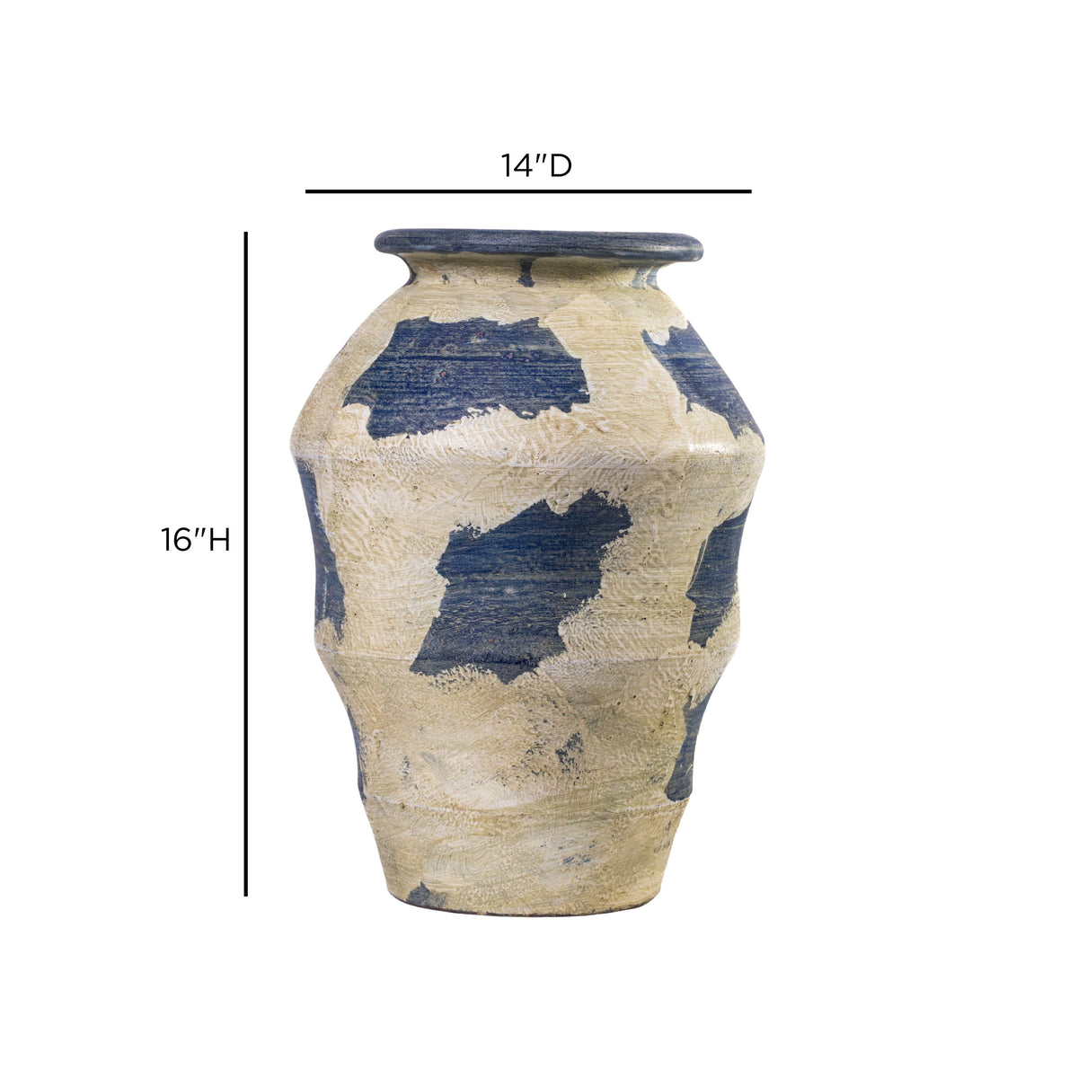 Visha Cream and Blue Terracotta Decorative Vase - View 7