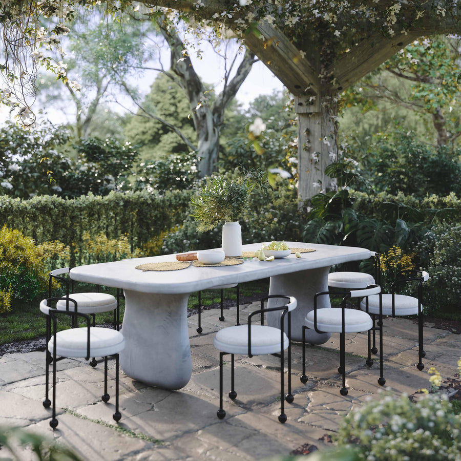 Athen 95" Grey Faux Stone Indoor / Outdoor Rectangular Dining Table