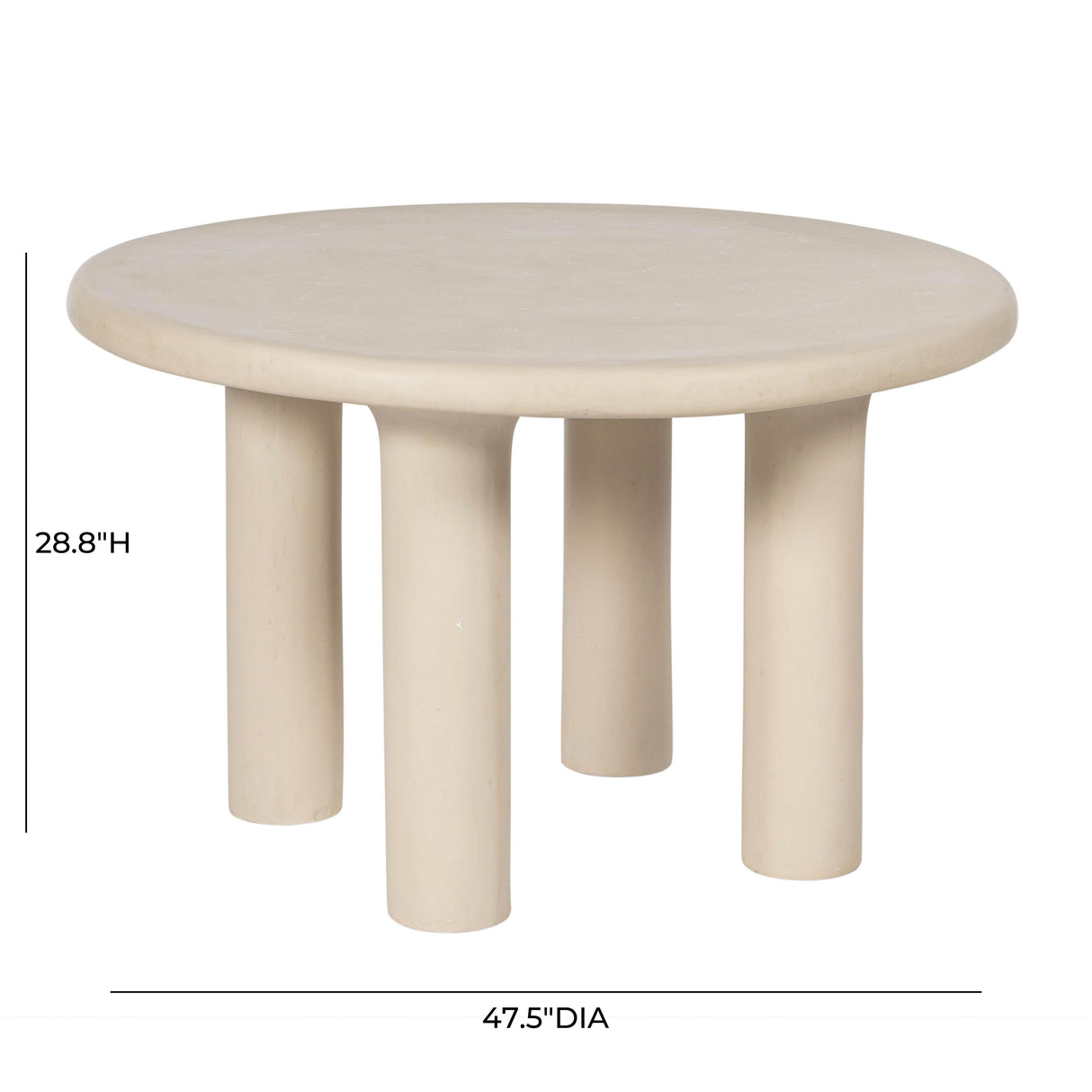 Barbara 47" Cream Textured Indoor / Outdoor Round Dining Table