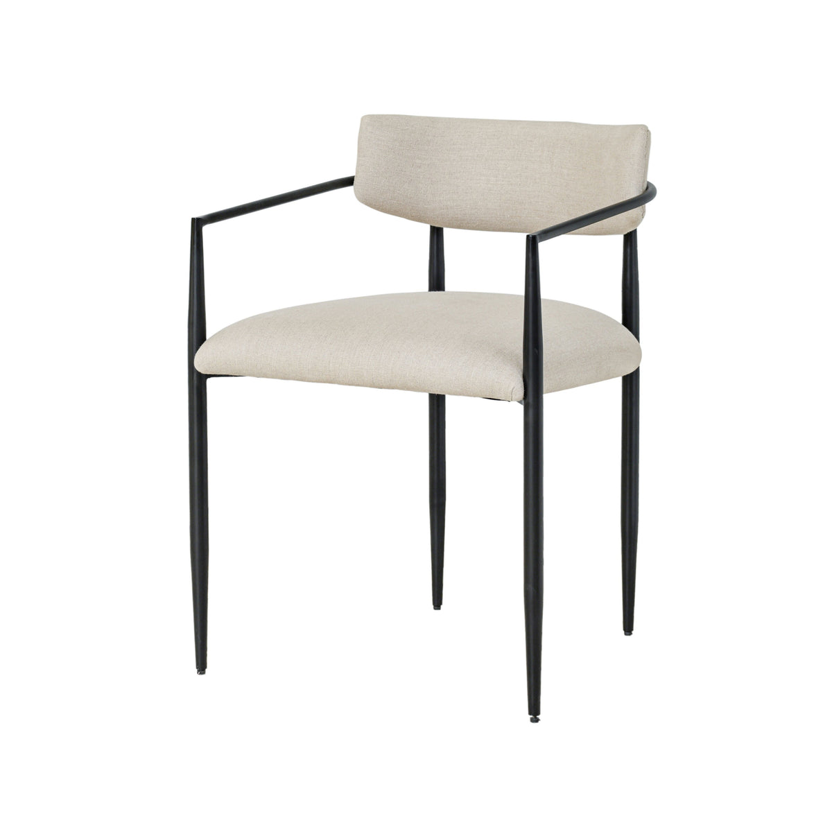 Forte Cream Linen Forged Iron Dining Chair - View 4