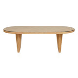 Caren 95" Natural Rattan and Glass Oval Dining Table