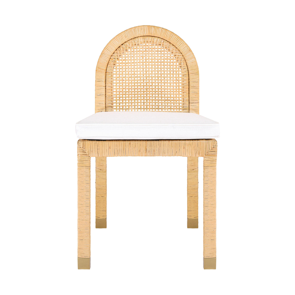 Amara Natural Rattan and Performance Fabric Arched Back Dining Chair