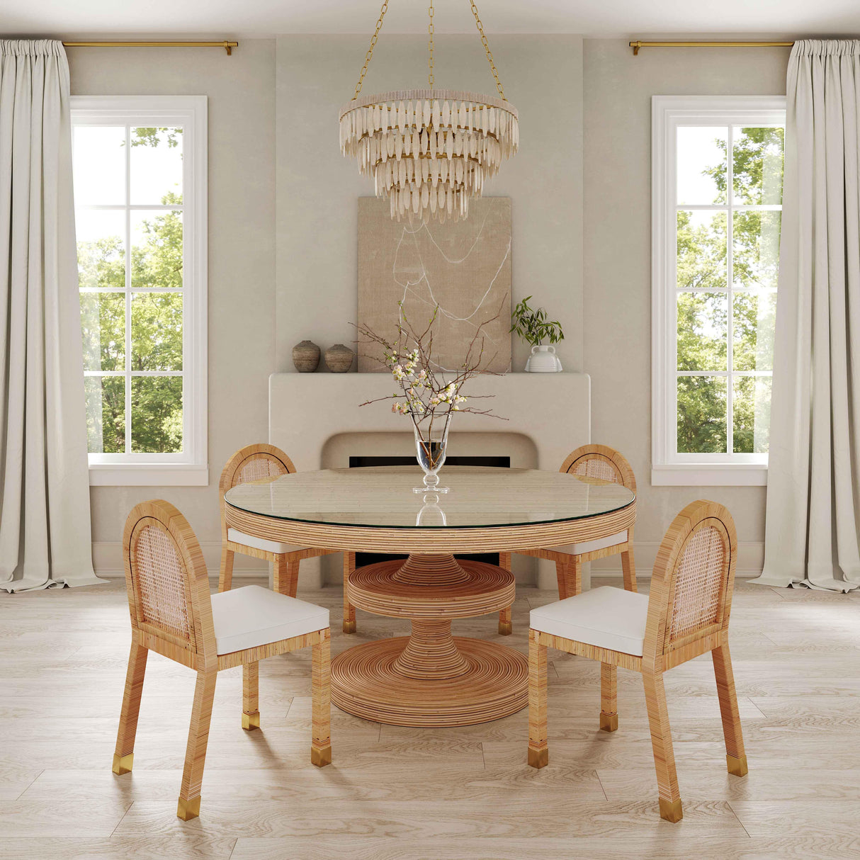 Amara Cream Linen Arched Dining Chair