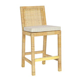 Amara Rattan & Cream Linen Stool