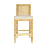 Amara Rattan & Cream Linen Stool