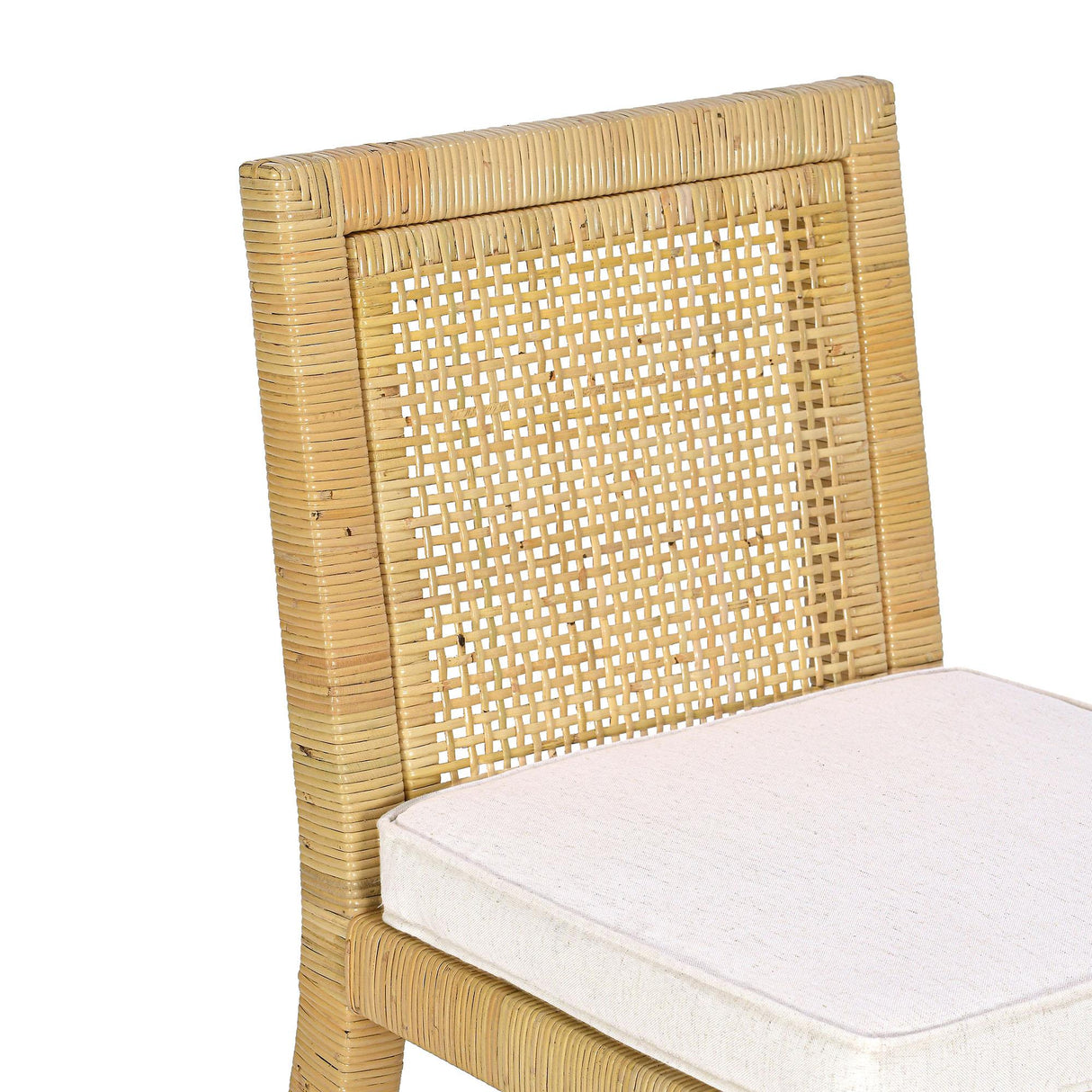 Amara Rattan & Cream Linen Stool