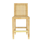 Amara Rattan & Cream Linen Stool