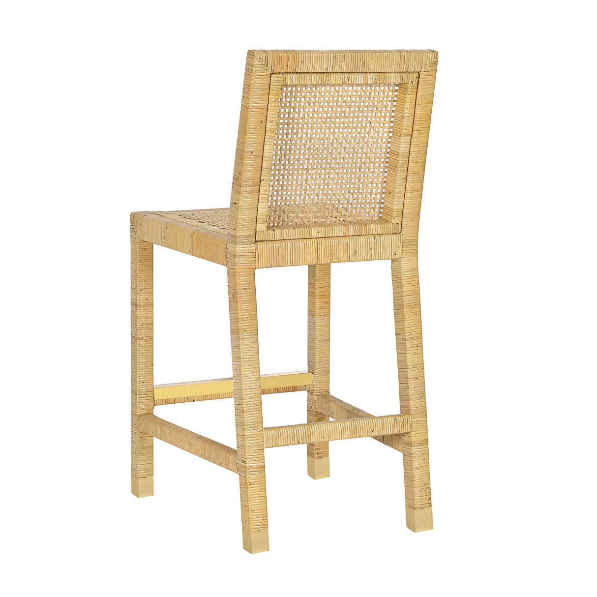 Amara Rattan & Cream Linen Stool