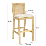 Amara Rattan & Cream Linen Stool