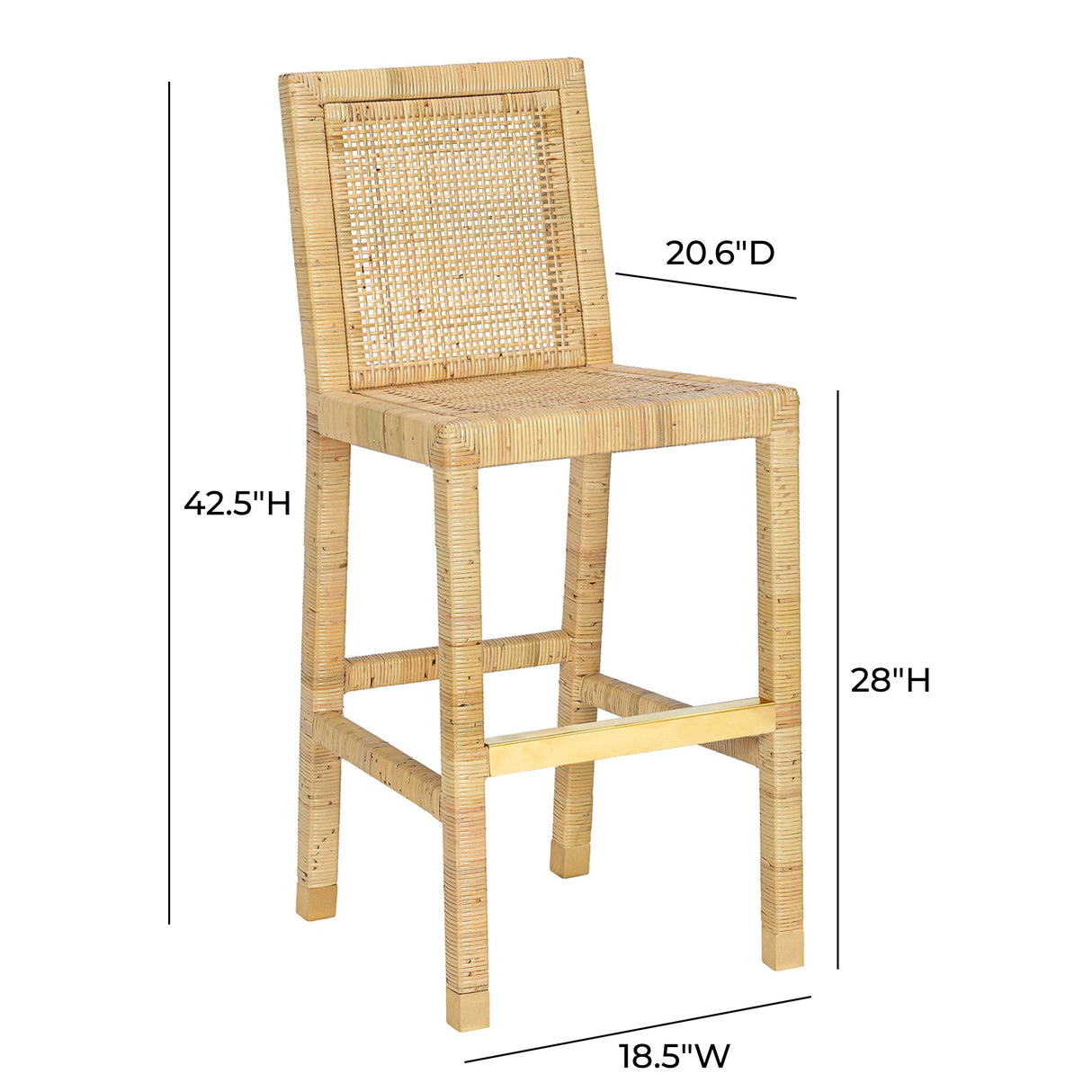 Amara Rattan & Cream Linen Stool