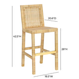 Amara Rattan & Cream Linen Stool