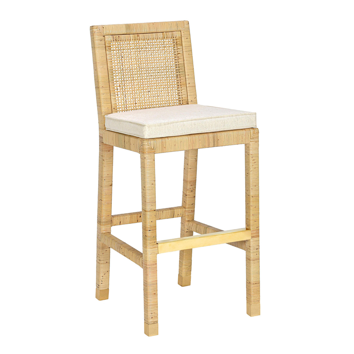 Amara Rattan & Cream Linen Stool