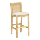 Amara Rattan & Cream Linen Stool