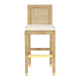 Amara Rattan & Cream Linen Stool