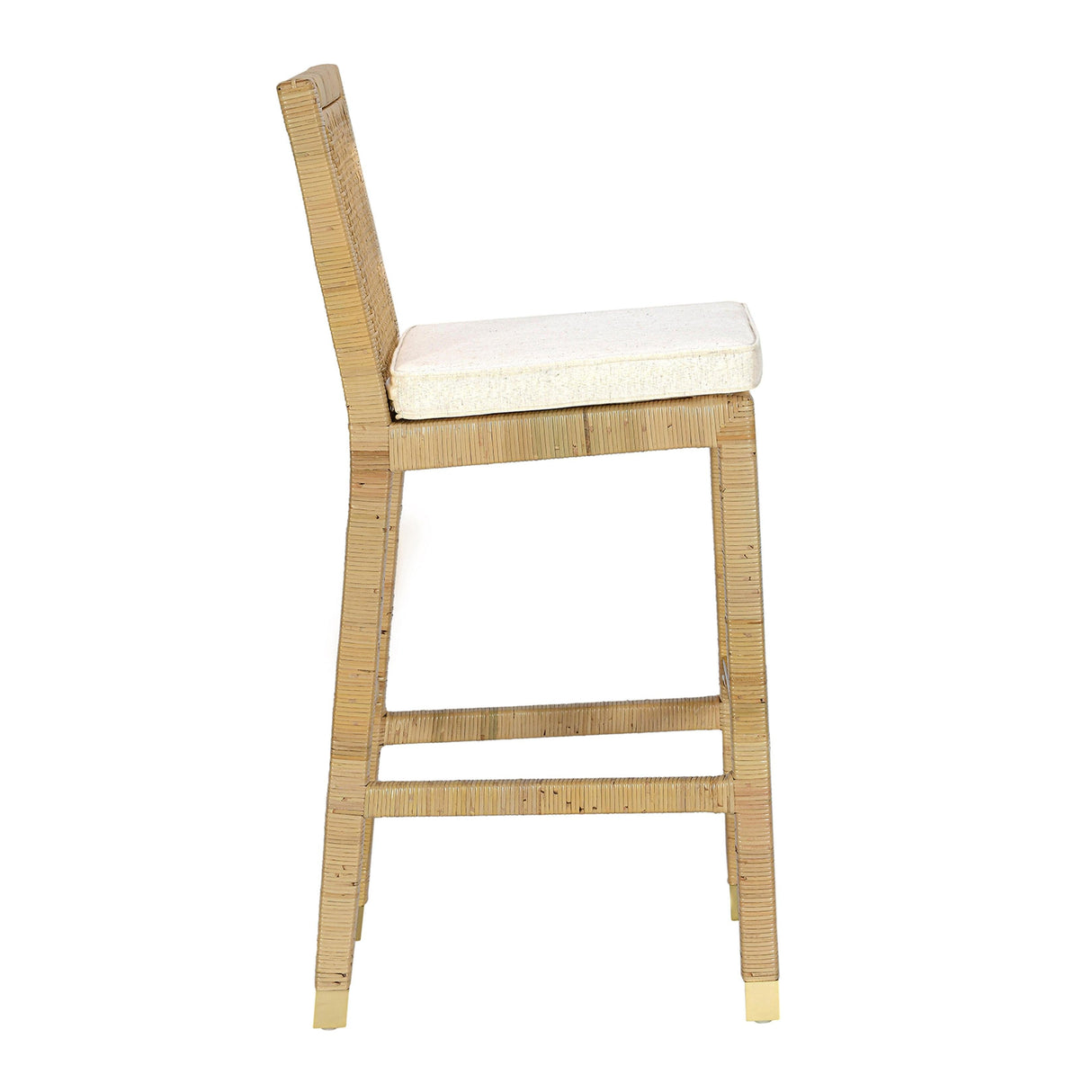 Amara Rattan & Cream Linen Stool