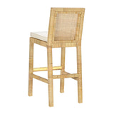 Amara Rattan & Cream Linen Stool