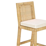 Amara Rattan & Cream Linen Stool