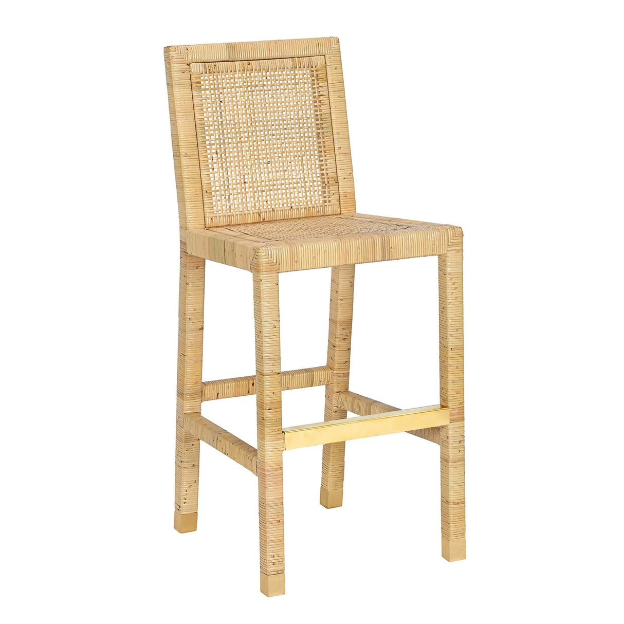 Amara Rattan & Cream Linen Stool