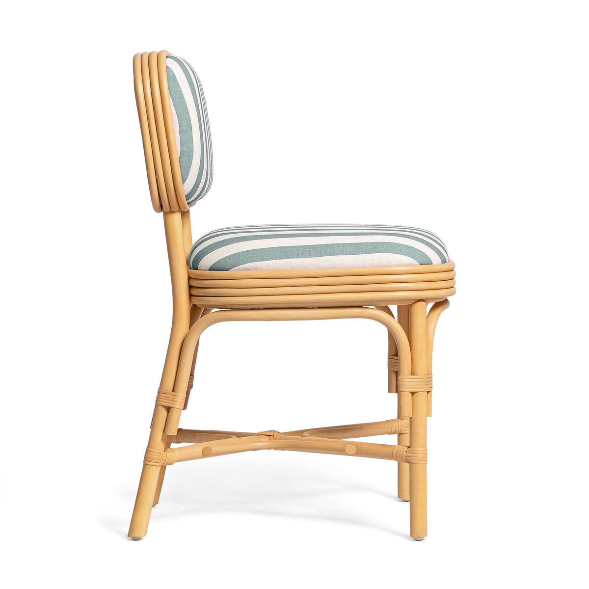 Dorine Striped Performance Linen & Rattan Dining Chair - View 4