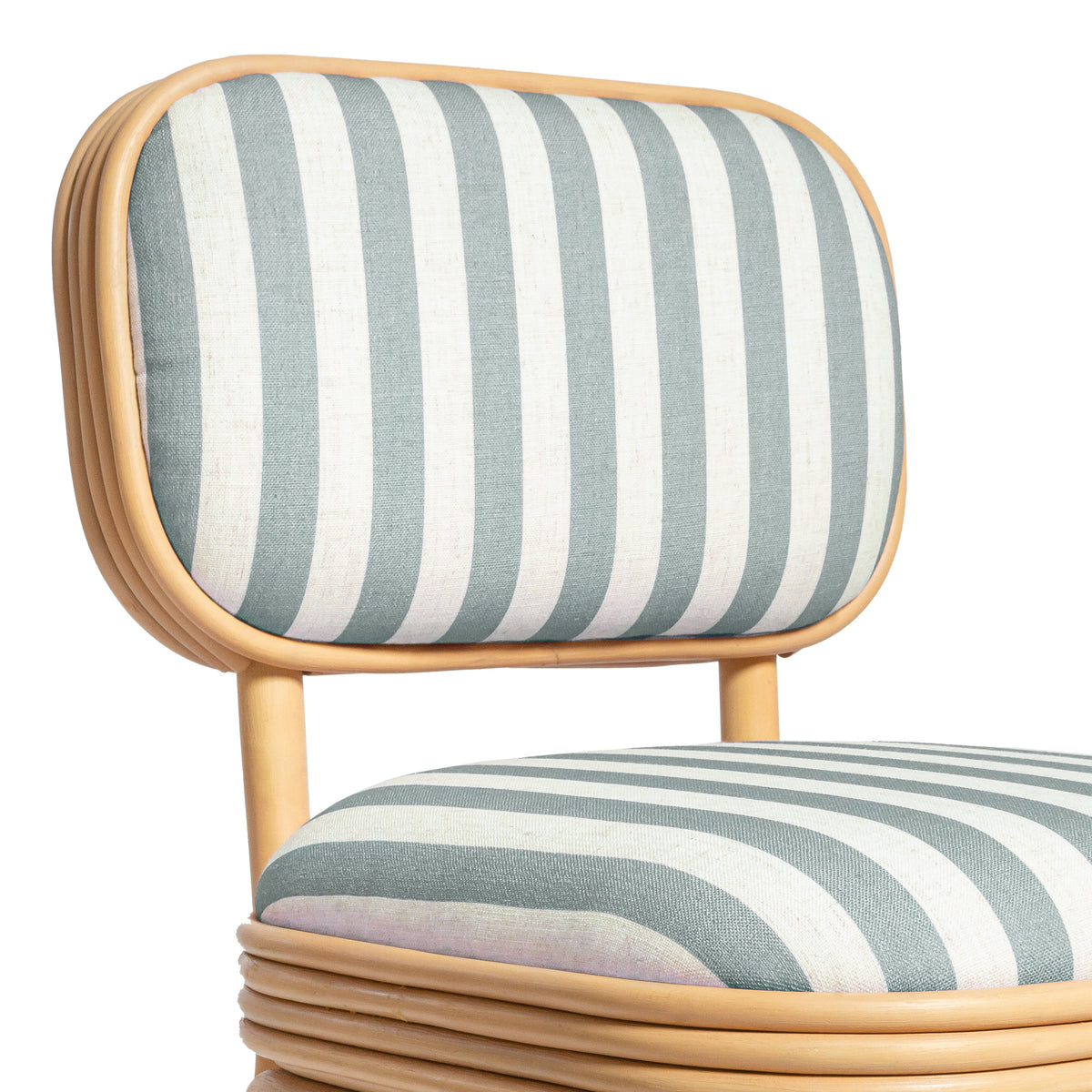 Dorine Striped Performance Linen & Rattan Dining Chair - View 6