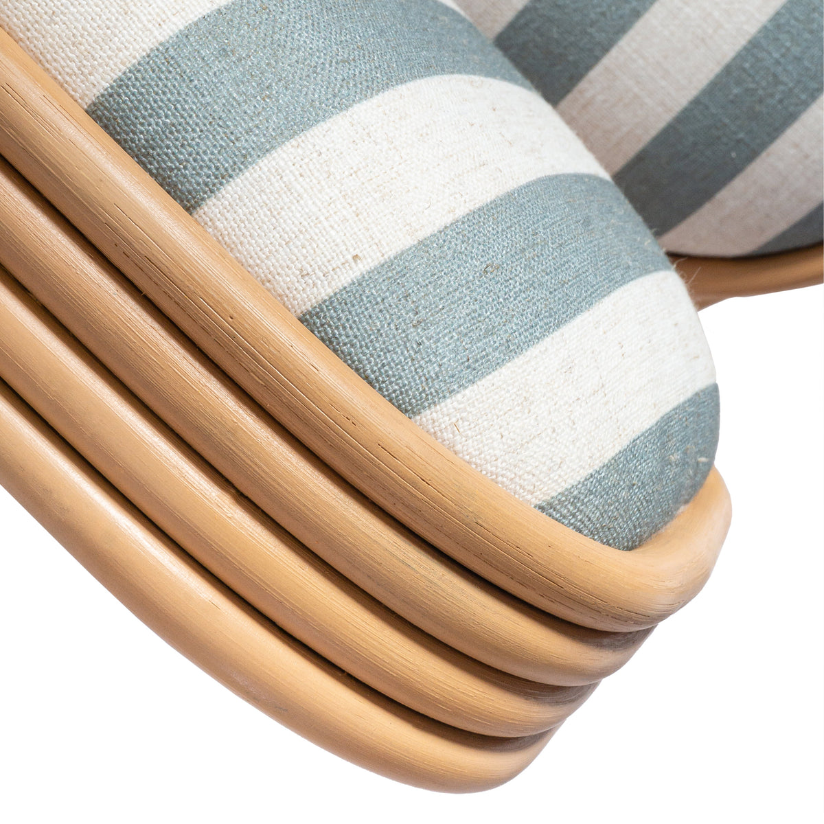 Dorine Striped Performance Linen & Rattan Dining Chair - View 7