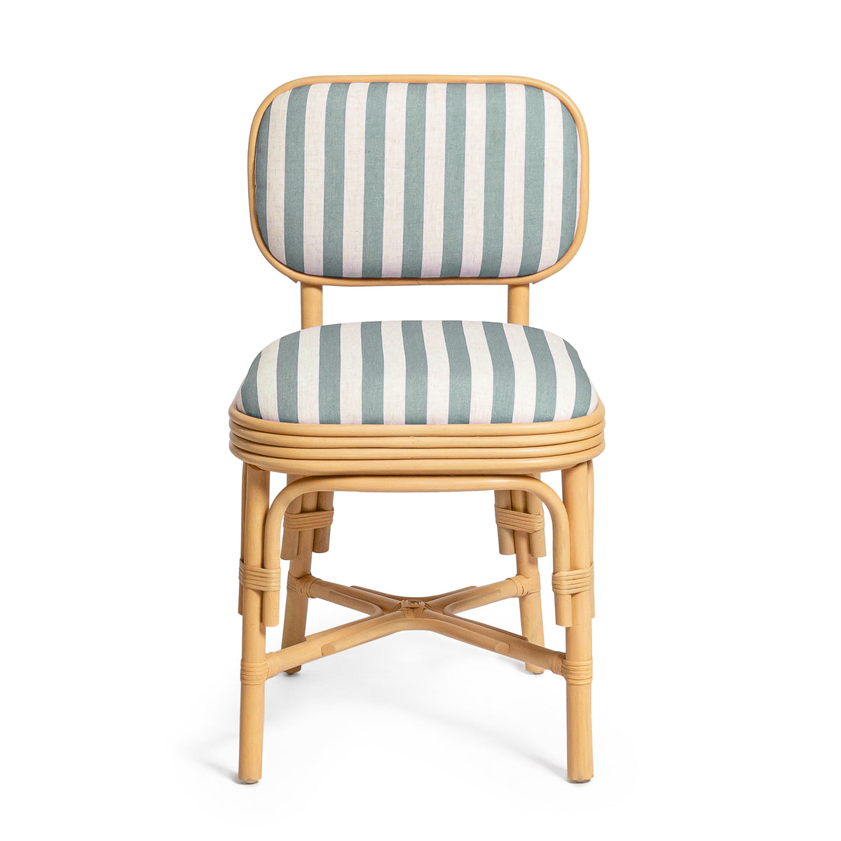 Dorine Striped Performance Linen & Rattan Dining Chair - View 3