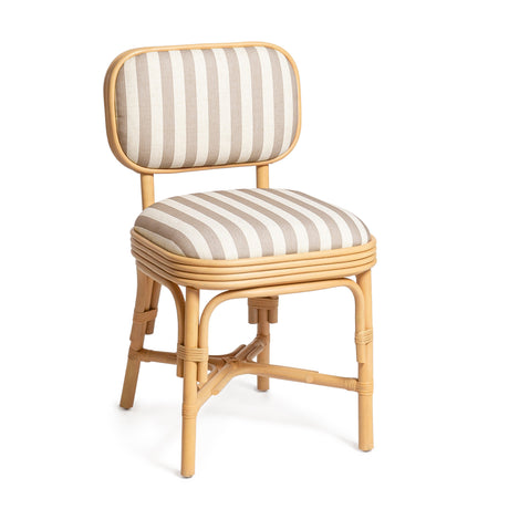Dorine Striped Performance Linen & Rattan Dining Chair - View 9