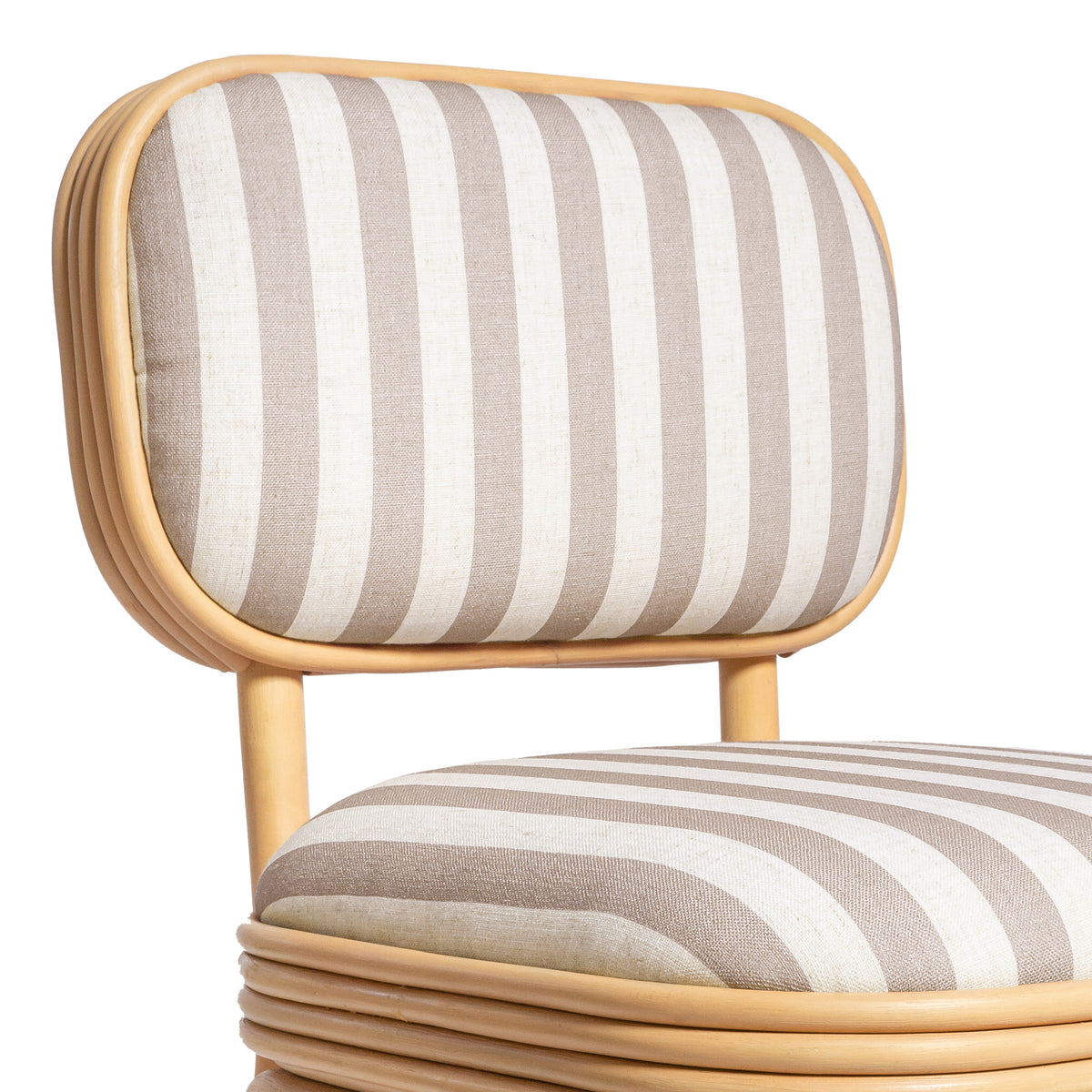 Dorine Striped Performance Linen & Rattan Dining Chair - View 14