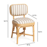 Dorine Striped Performance Linen & Rattan Dining Chair - View 16