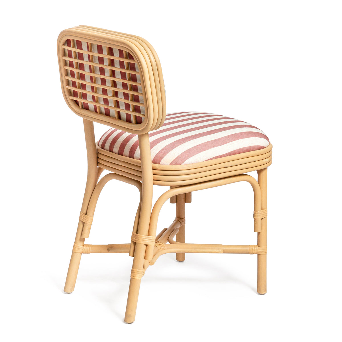 Dorine Striped Performance Linen & Rattan Dining Chair - View 21