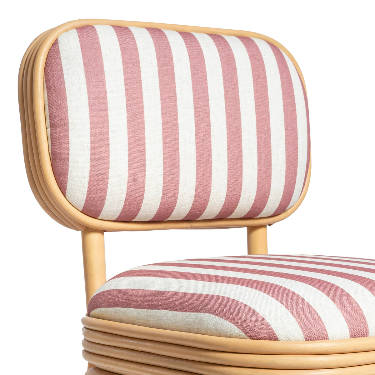 Dorine Striped Performance Linen & Rattan Dining Chair - View 22