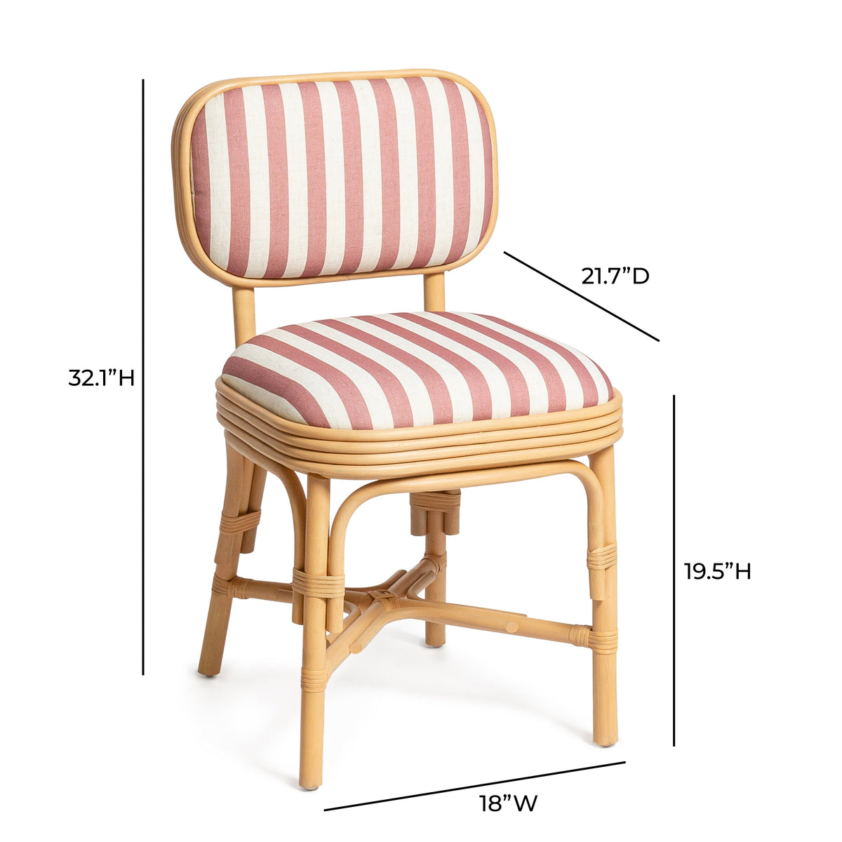 Dorine Striped Performance Linen & Rattan Dining Chair - View 24