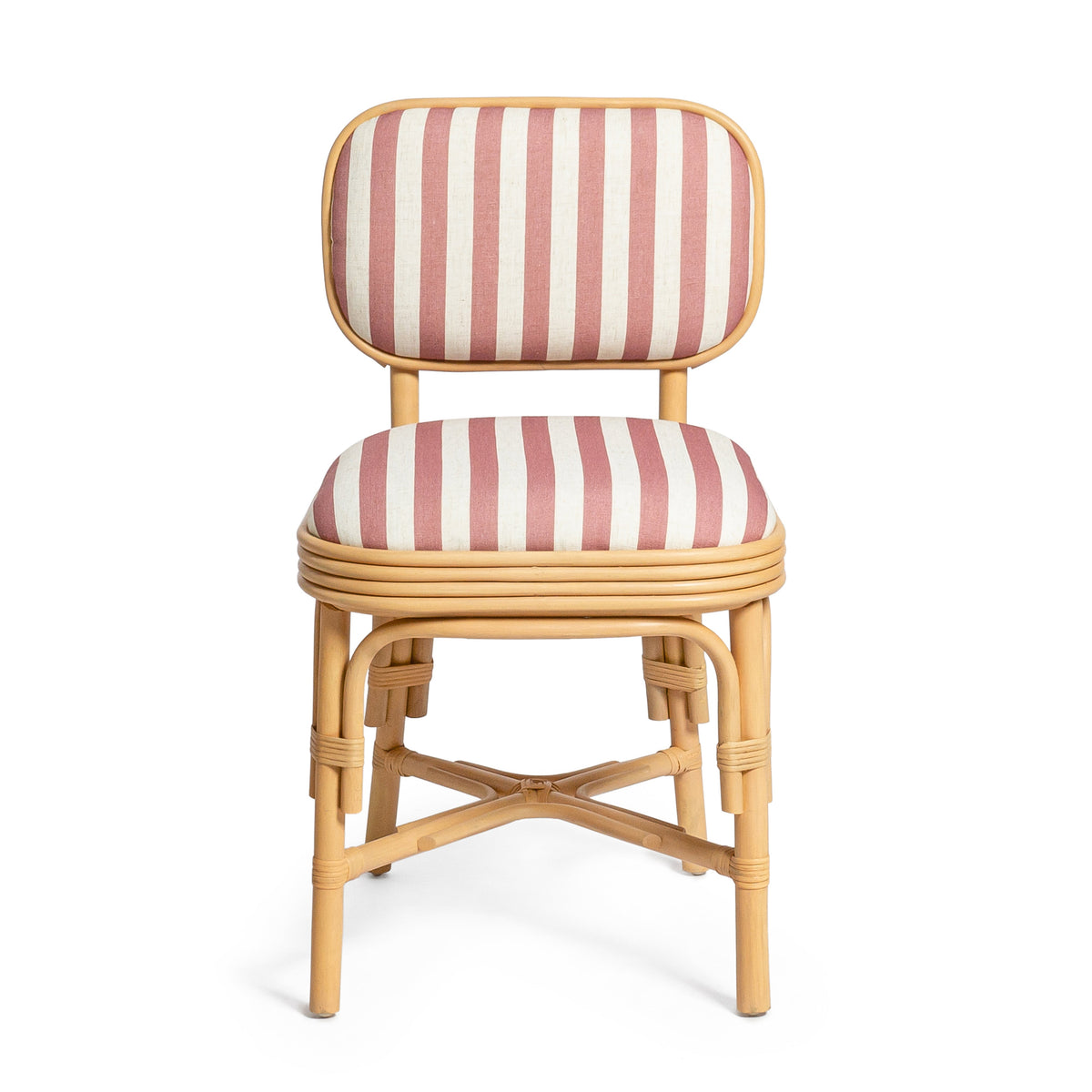 Dorine Striped Performance Linen & Rattan Dining Chair - View 19