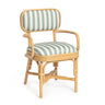 Dorine Striped Performance Linen & Rattan Dining Armchair - View 1
