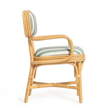 Dorine Striped Performance Linen & Rattan Dining Armchair - View 4