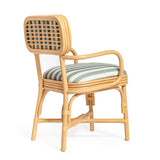 Dorine Striped Performance Linen & Rattan Dining Armchair - View 5
